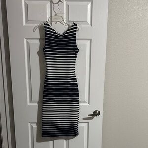 Striped Black and White Sleeveless Dress